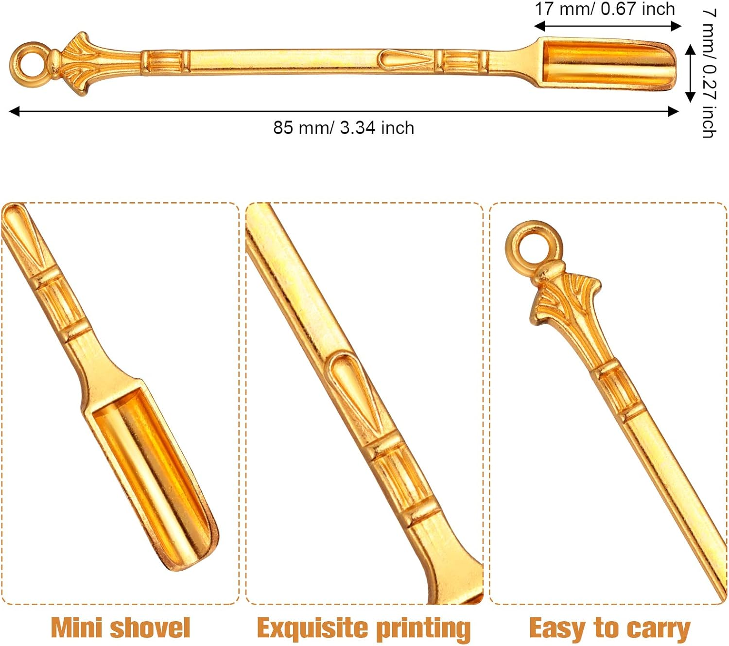 Honoson Spoon Mini Shovel Spice Spoon, Tableware Charm, Pendants Necklace Mini Shovel for Filling Home Supply Necklace Spoon, Gold, Silver, Antique Brass, Black Gray(24 Pieces) image number 5