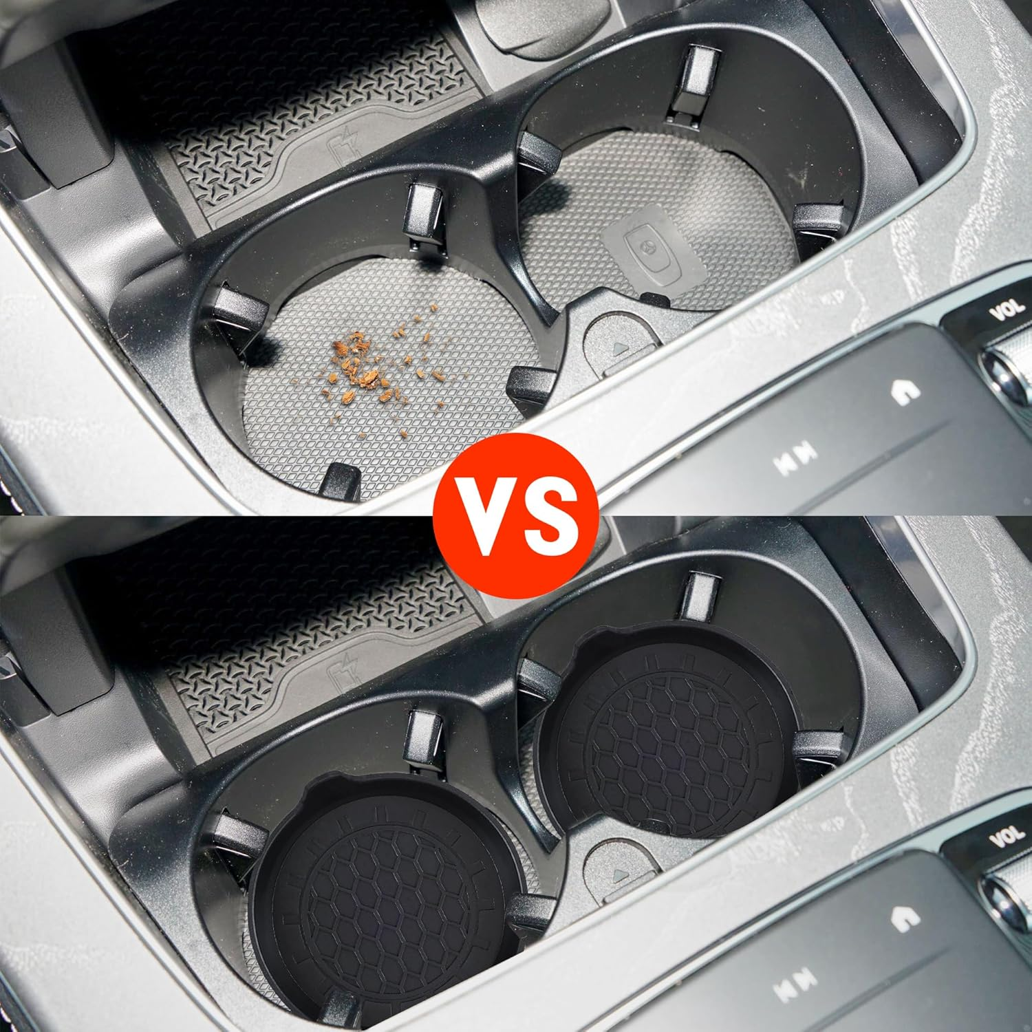 Amooca Automotive Cup Holders Universal Car Cup Coaster Waterproof Non-Slip Sift-Proof Spill Holder Car Interior Accessories 4 Pack Black image number 3