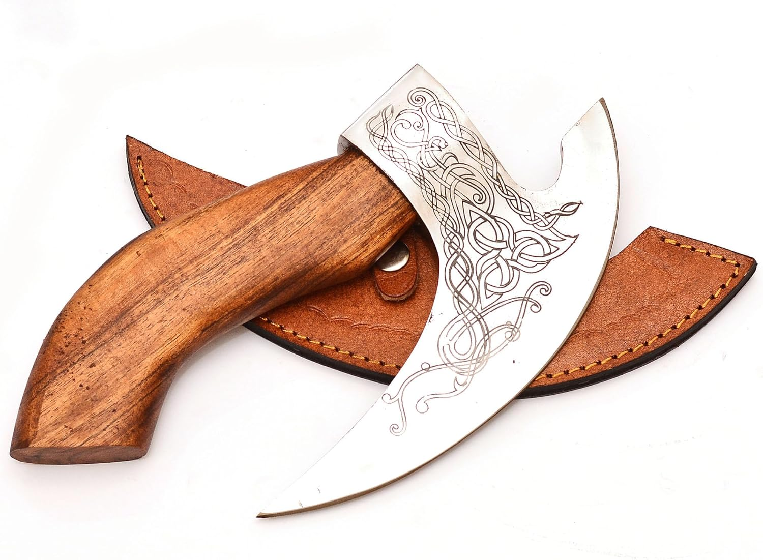 LIFAFA Hanmade Viking Pizza Cutter Axe with Sharp Steel Blade with Ash Wood Handle Rust Proof for Gift Item AU image number 3