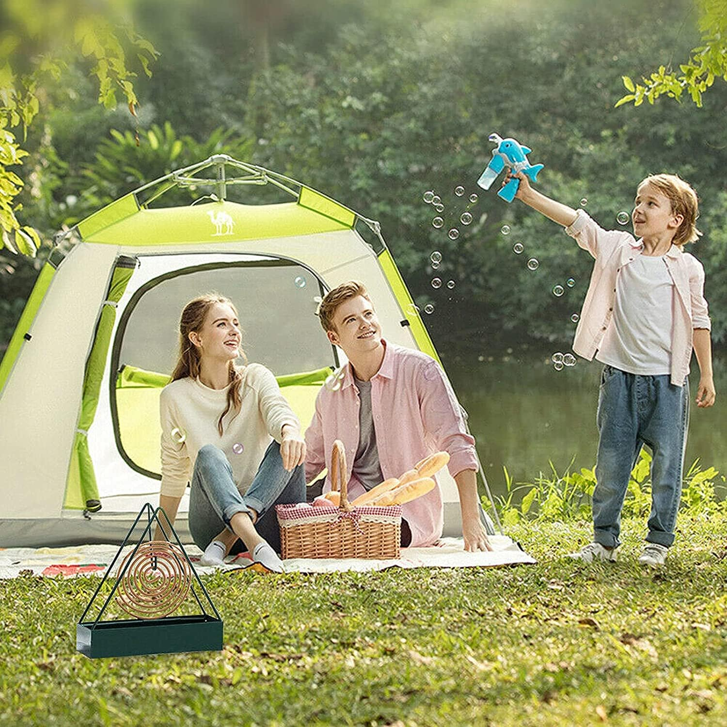 Triangular Wrought Iron Mosquito Coil Holdermosquito Coil Holder | Metal Incense Burner | Portable Bug & Insect Repellent | Home & Garden Fragrance & Aromatherapy (Green) image number 4