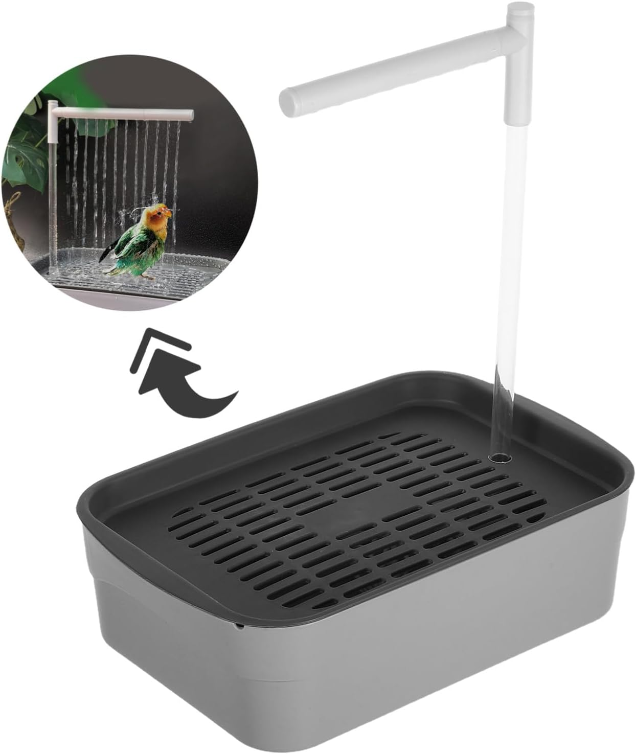 TEHAUX Parrot Bathtub Automatic Bird Bath with Water Circulating Shower Small Bird Shower Tub for Parakeet Bathing in Cage and Cockatiels image number 4