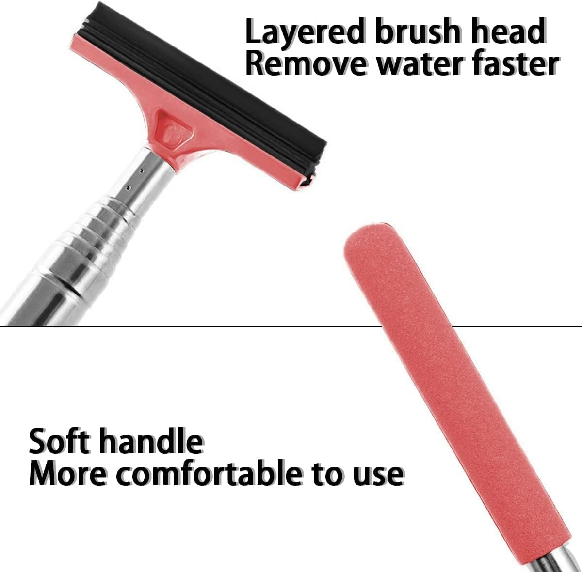 Car Rearview Mirror Wiper, Retractable Auto Glass Squeegee, Water Cleaner with Telescopic Long Rod, Portable Cleaning Tool for All Vehicles, Universal Automotive Accessories (Black) image number 6