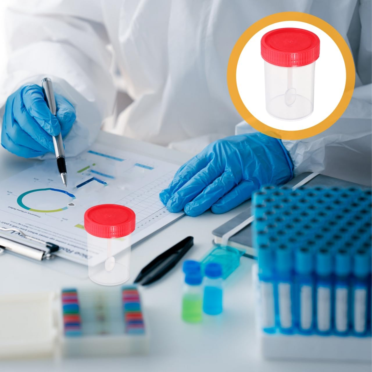 50 Pcs 40Ml Stool Specimen Cups with Leak-Proof Spiral Caps for Laboratory Sample Collection and Medical Testing Random Colours image number 6