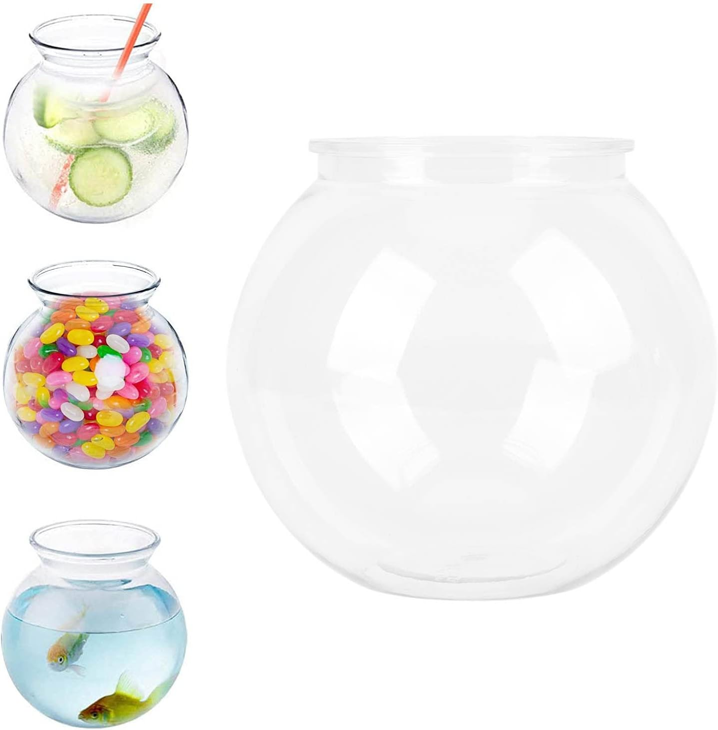 Plastic Fish Bowl, Plastic Ivy Bowl, Unbreakable round Aquarium Goldfish Bowl, for Carnival Games, Home Decor, Halloween, Candy, Table Centerpieces, Party Decorations (S) image number 6