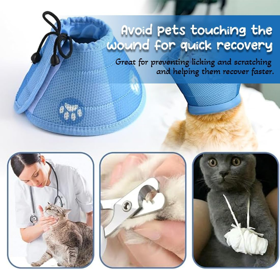 Cat Collar, Soft Adjustable Collar for Cats, Cat Collar, after Surgery and Injuries, Prevents Licking Wounds, Cat Collar, Cat Collar (Blue, S) image number 3