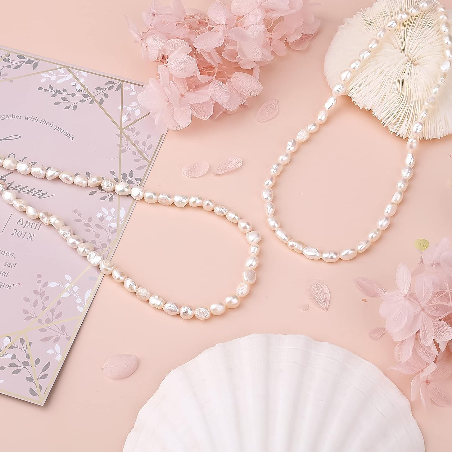 AIEX 2 Strings about 100 PCS 14.2-15.7Inch Natural Pearls Beads, Artificial Freshwater Cultured Pearl Beads Bulk White Spacer Pearl Bead for DIY Craft Bracelet Earring Jewelry Making