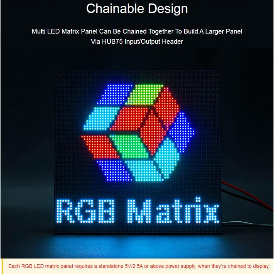 RGB Full-Color LED Matrix Panel 64X32 Pixels, 2.5Mm Pitch, 2048 Individual RGB Leds, Adjustable Brightness, Support Raspberry Pi/Raspberry Pi Pico/Esp32/Ardu, Display Text, Colorful Image/Animation image number 4