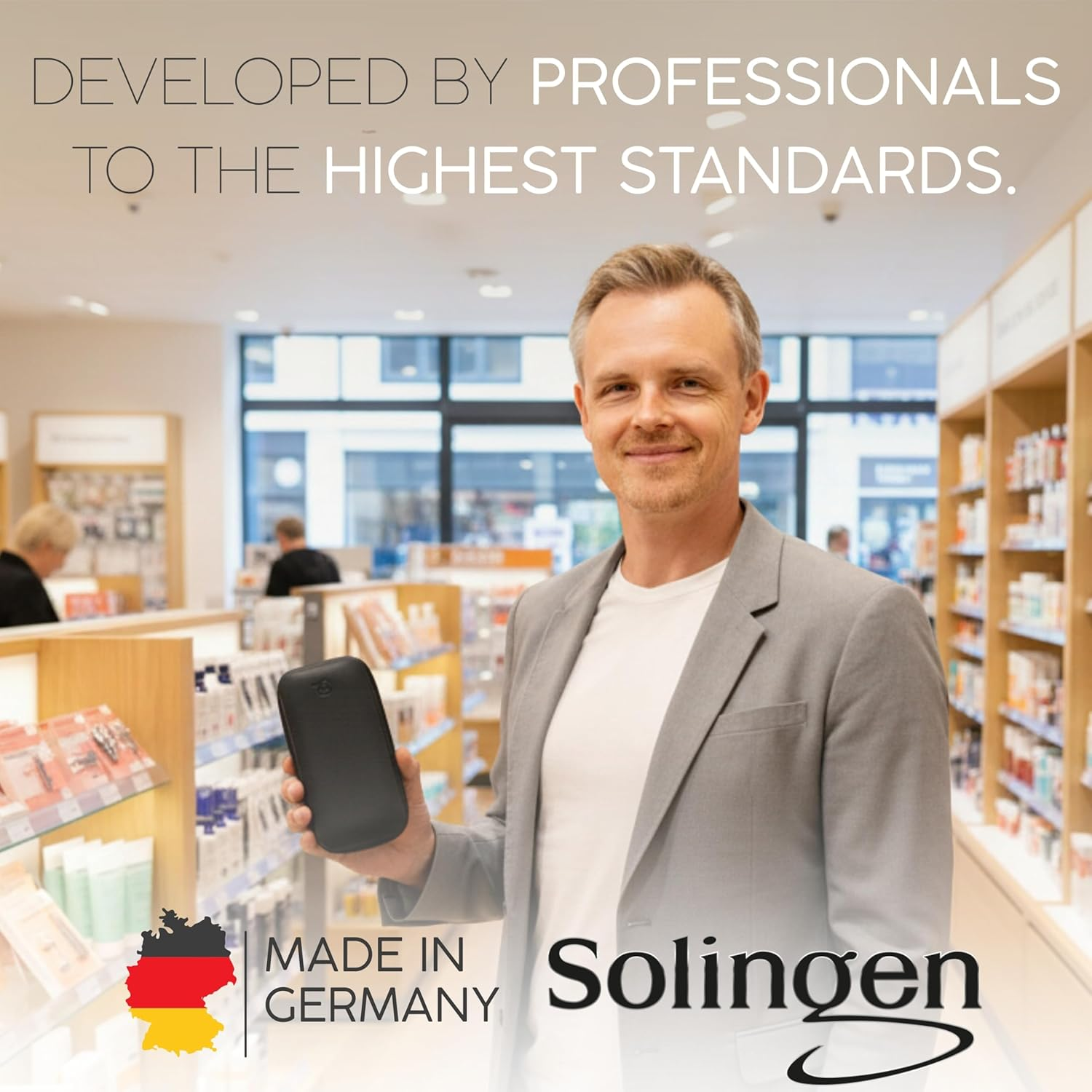 Manicure Set Solingen Made in Germany - 7 Piece Exclusive Finger & Toe Nail Clippers Kit for Women and Men in Real Leather Case, Color Black - Nappa Black image number 4