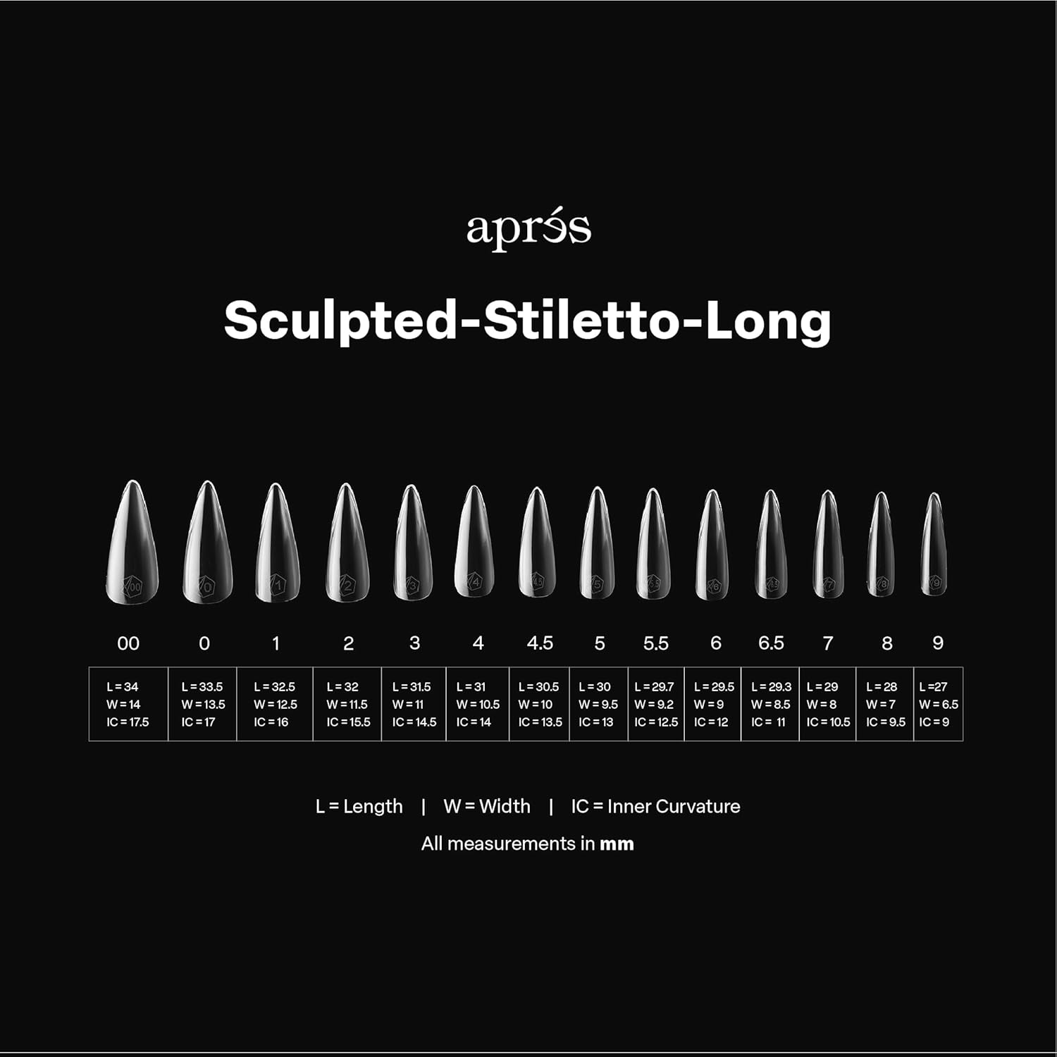 APR&Eacute;S Apres Gel-X Stiletto Nail Tips Box, 280 Soft, 14 Sizes 00-9, Media Included (Carved Long, Count) image number 6