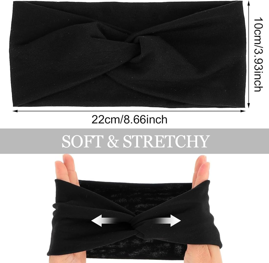 Pack of 6 Headbands for Women Non-Slip Short Hair Yoga Workout Running Sports Elastic Hair Bands for Women Hair Straw Turban Hair Wrap for Girls Leopard Print image number 4