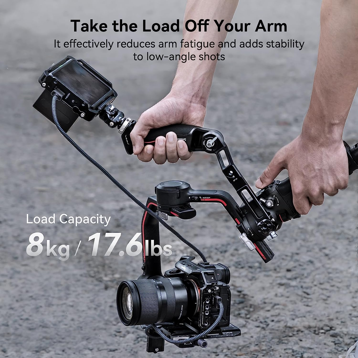 SMALLRIG Adjustable Sling Handgrip Gimbal Sling Handle for DJI RS 3 Mini/Rs 3 / RS 3 Pro/Rs 2 / RSC 2 Stabilizer, 13.2Lb / 6Kg Load, Ergonomic Grip for Low Angle Shots, Upgraded Version - 3028C image number 3