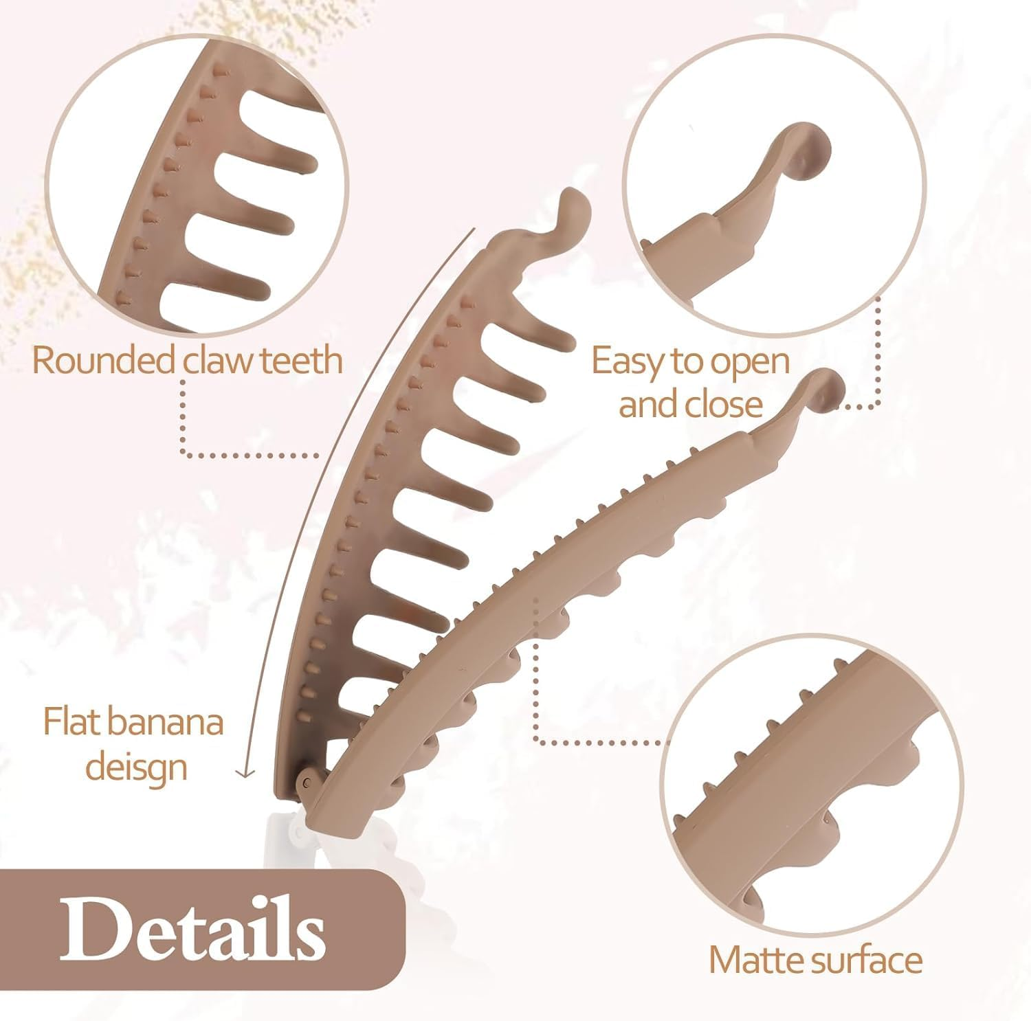 Banana Clips Hair Clincher Combs for Women, 6Pcs Banana Clips Hair Clincher Combs,Large Banana Clip Banana Hair Clip image number 5