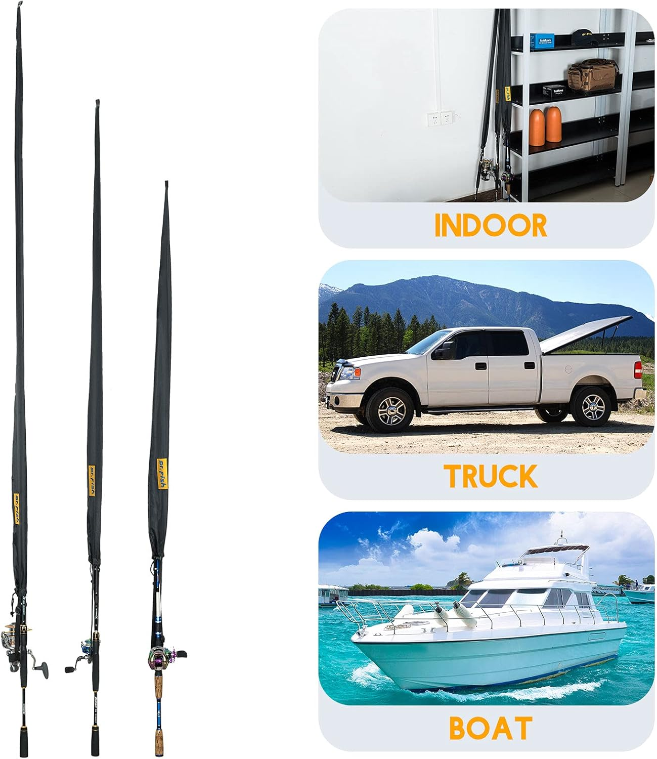 Drfish Fishing Rod Socks Fishing Pole Sleeves Rod Protector Tangle-Free Lightweight Nylon Adjustable Rod Cover Protector for Spinning Rod Baitcasting Rod Surf Rod Fishing Rod Tube Case Large image number 5