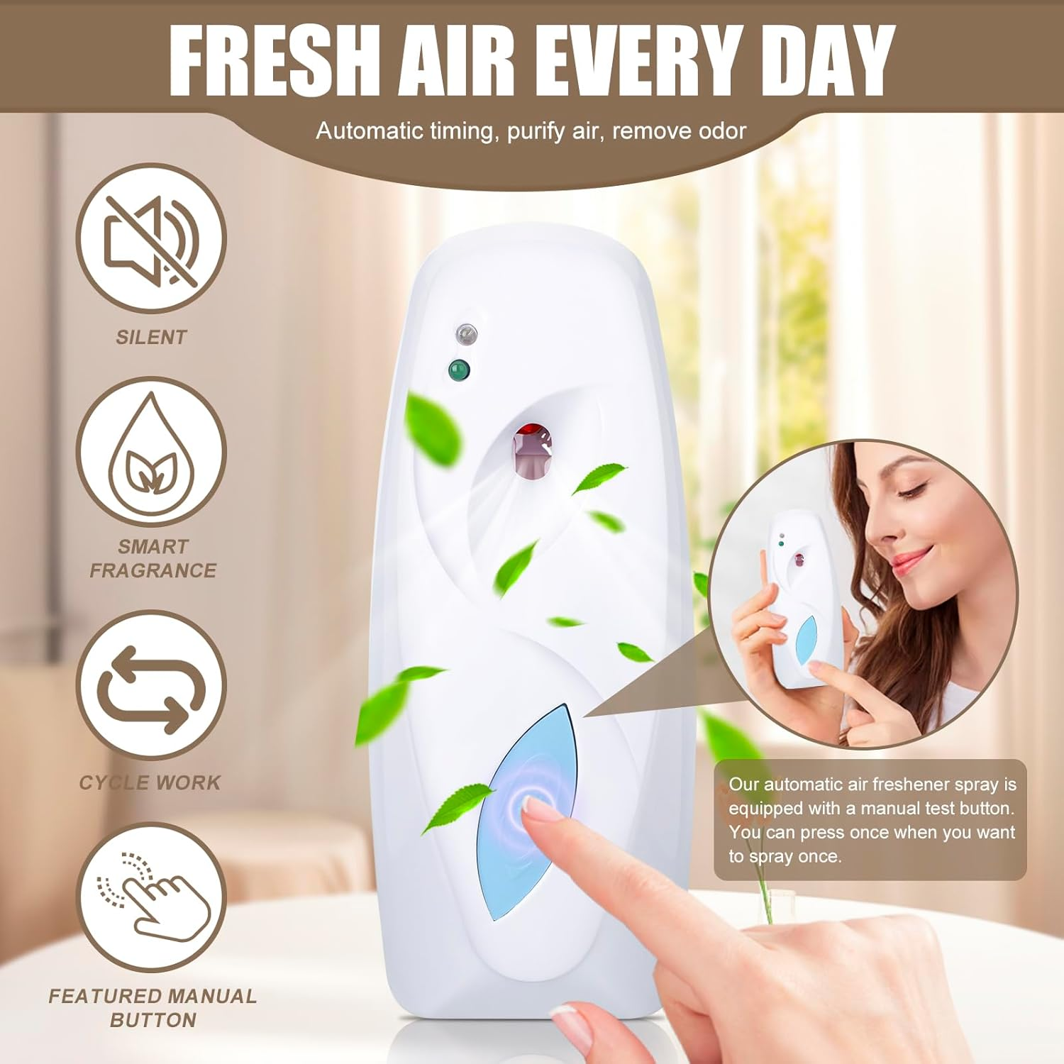 Automatic Air Freshener Spray Dispenser Wall Mounted/Free Standing Auto Sensor Spray Dispenser for Bathroom Washroom Hotel Office White image number 2