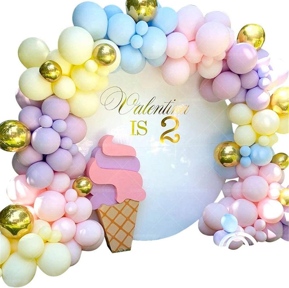 122Pcs Rainbow Balloon Arch Garland Kit - Pink Gold Yellow Blue Purple Latex Balloons with Balloon Accessories for Baby Shower Wedding Birthday Girl Party Decorations image number 3