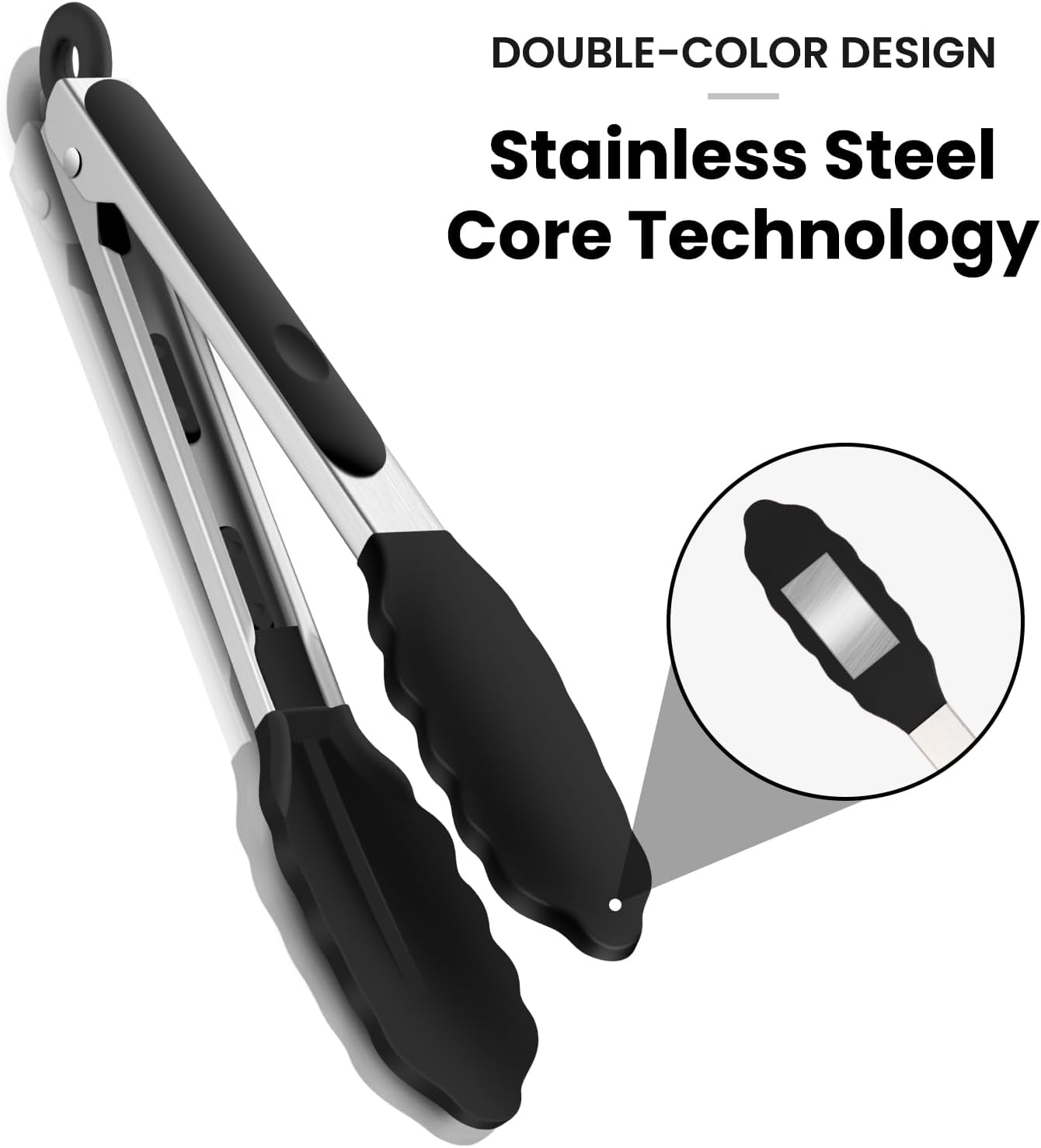 3 Pack Silicone Tongs for Cooking,Maywe Tanso 9 Inch Cooking Kitchen Tongs with Silicone Tips,Nonstick Stainless Steel Tongs for Steak Pie Pizza Pasta Spaghetti Salad BBQ Buffet