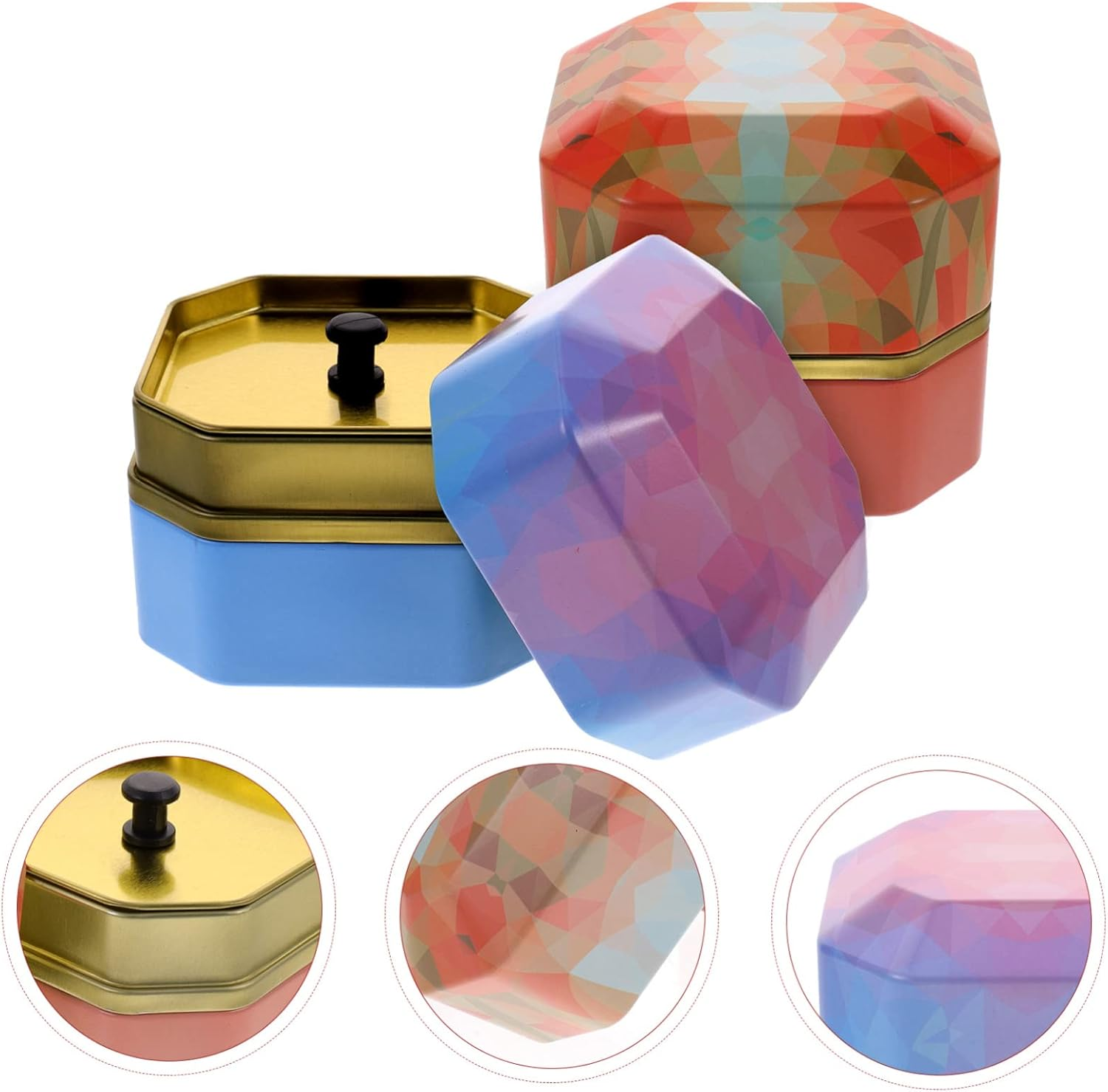 GOOHOCHY 2Pcs Chic Tinplate Canister Multi-Function Storage for Tea Snacks Stylish Home Supply Delicate Design Convenient Practical for Kitchen Organization image number 1