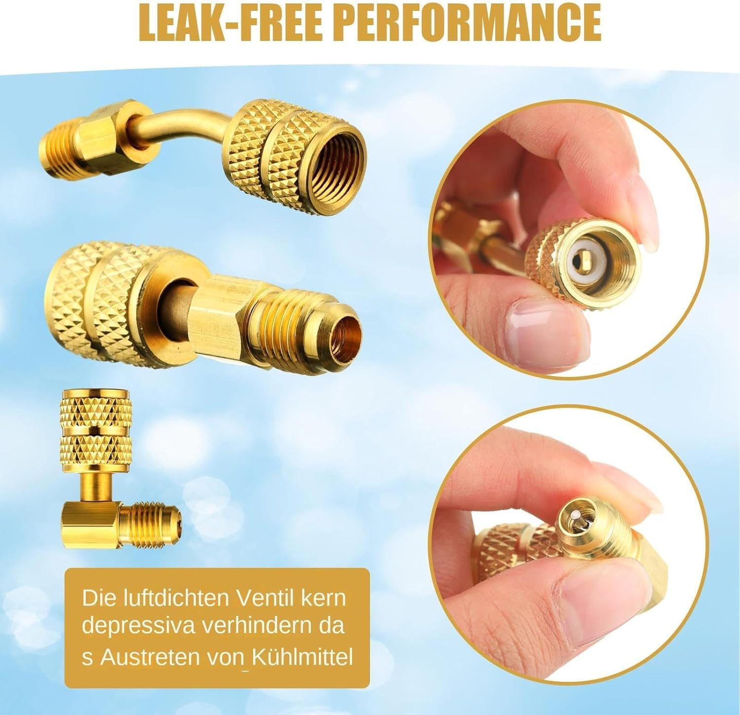 Generisch R410A HVAC Adapter, R410A Adapter Kit | Brass AC Fittings and Adapters, Air Conditioning Adapter - Versatile AC Quick Connect Refrigeration Adapter for Split Air Conditioners, HVAC image number 2