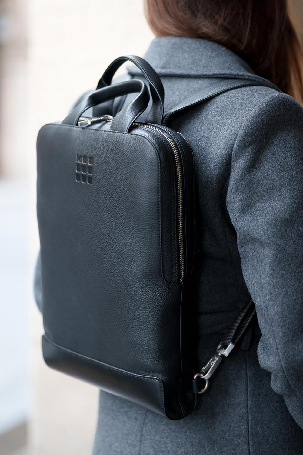 Moleskine Backpack, 15 Inch PC Storage, Business Backpack, Classic, Leather, Device Bag, Vertical image number 5