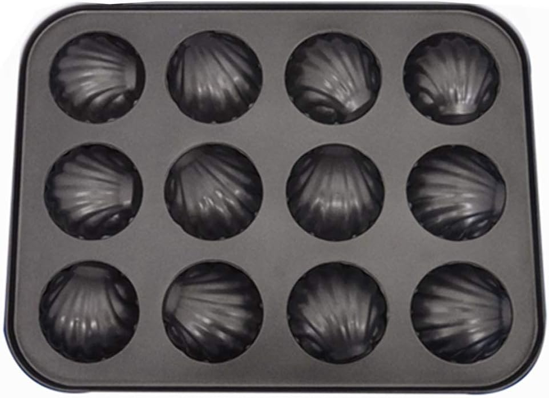 Mold Cake Pan for Madeleine, ZEENEEK 12-Cavity Non-Stick Spherical Shell Madeline Bakeware for Oven Baking - 2 Pack image number 3