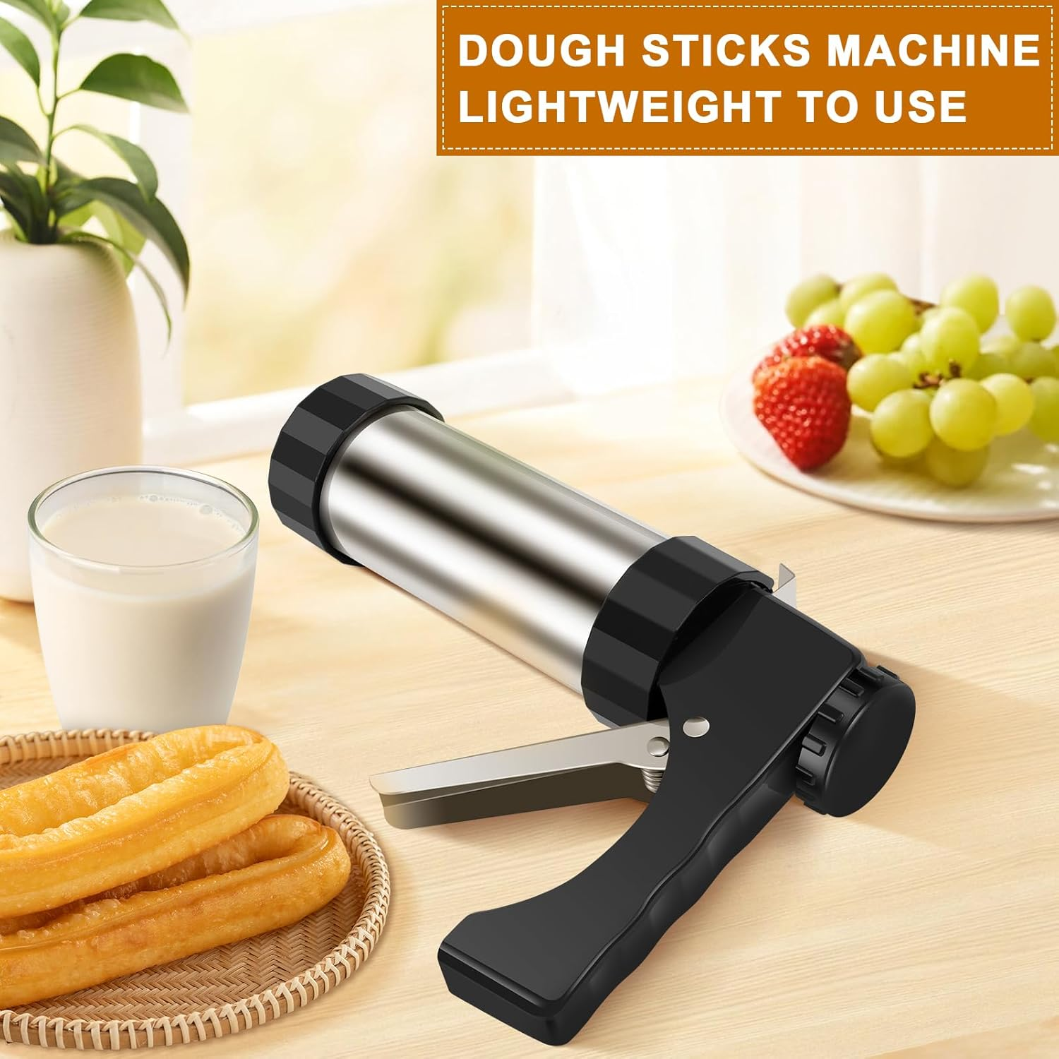 Churrera Churro Maker Machine, Homemade Churros, 3 Different Tips Piping Nozzle Piping Bag Lightweight Hollow Churro Maker Tool for Making Churro, Easy to Prepare and Fill Your Own Churros at Home image number 5