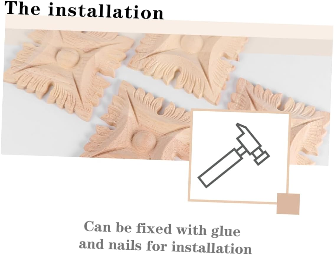 KICHOUSE 4Pcs Wood Decals Architectural Door Casing Decorative Molding Corner Trim Home Hardwood Timber Wall Decals Wall Mirror Decor Furniture Appliques Door Decoration Square Room Wooden image number 2