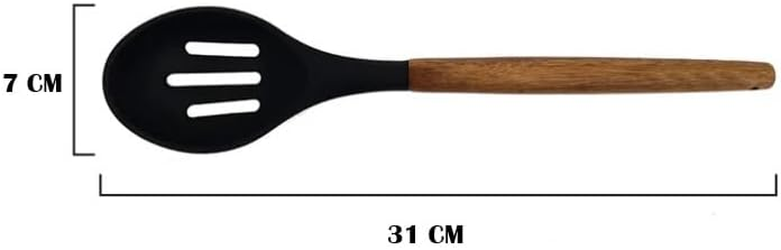 St Clare Silicone Slotted Spoon with Acacia Handle, Black image number 2