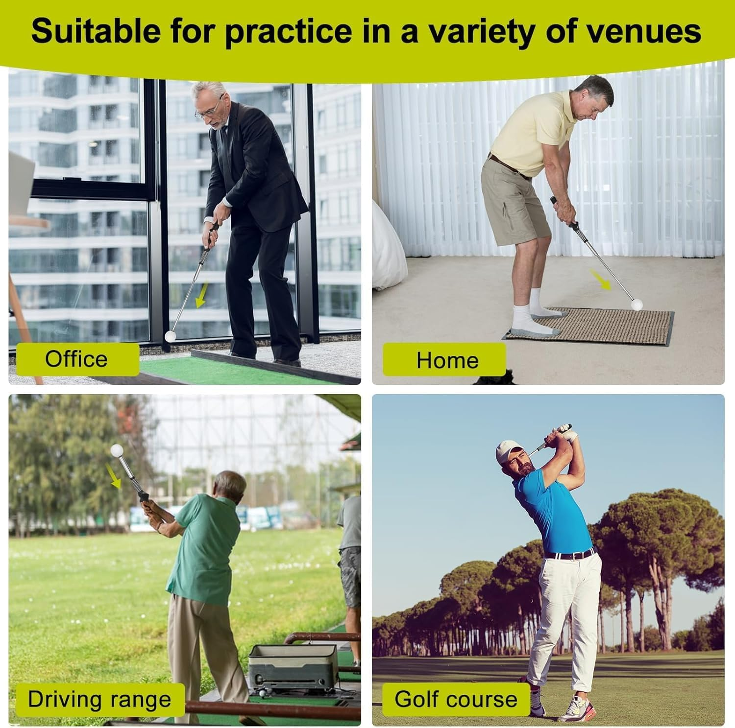 Golf Swing Trainer, Telescopic Club &ndash; Retractable Golf Training Aid with Click Grip, Strength & Tempo Trainer for Right/Left Handed, Chipping, Hitting, Indoor/Outdoor Practice image number 2
