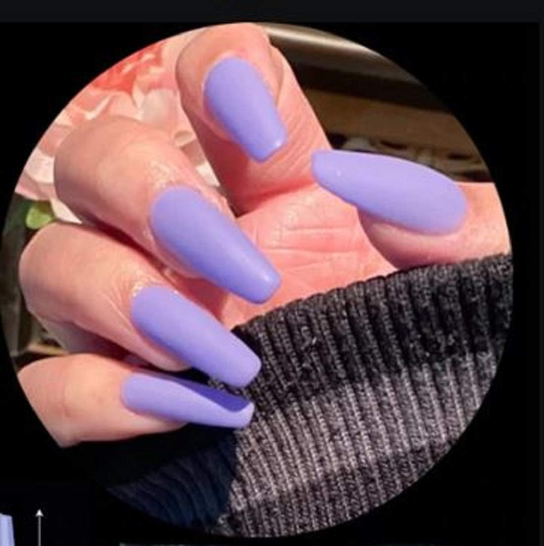 VIKSON INTERNATIONAL 40 Pcs Set of 20 Pc Lake Blue 20 Pc LILAC LAVENDER COLOR Extra Long Coffin Nails False Acrylic Full Fake Nails image number 2