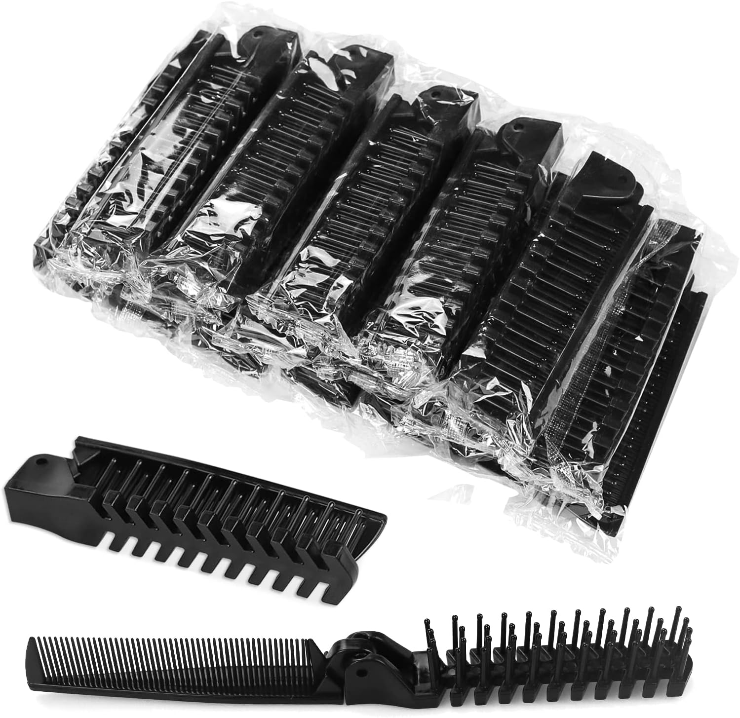 Foldable Combs in Bulk Individually Wrapped, Travel Pocket Hair Comb, Folding Hair Brush Double Headed, Brush Comb Styling Tool for Men Women Combs, Black (One Size, 10, Count) image number 3