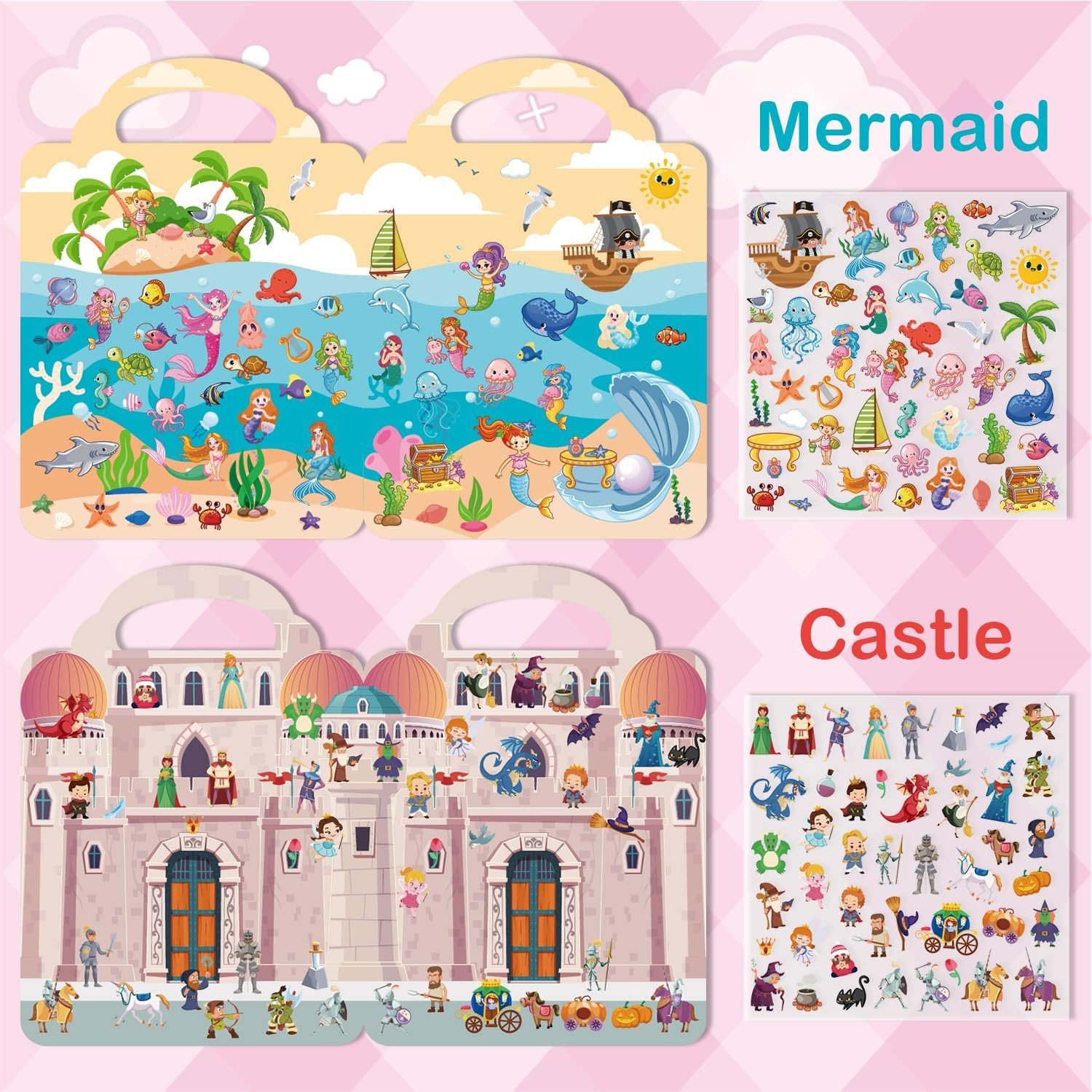 Aannanl Dress up Sticker Books for Girls Ages 2-4 4-8,Puffy Sticker Activity Books Set: Fairies, Princess Castle,Pet,Play House, Dress-Up,Mermaid,Suitable for Girls' Birthday Gifts image number 5