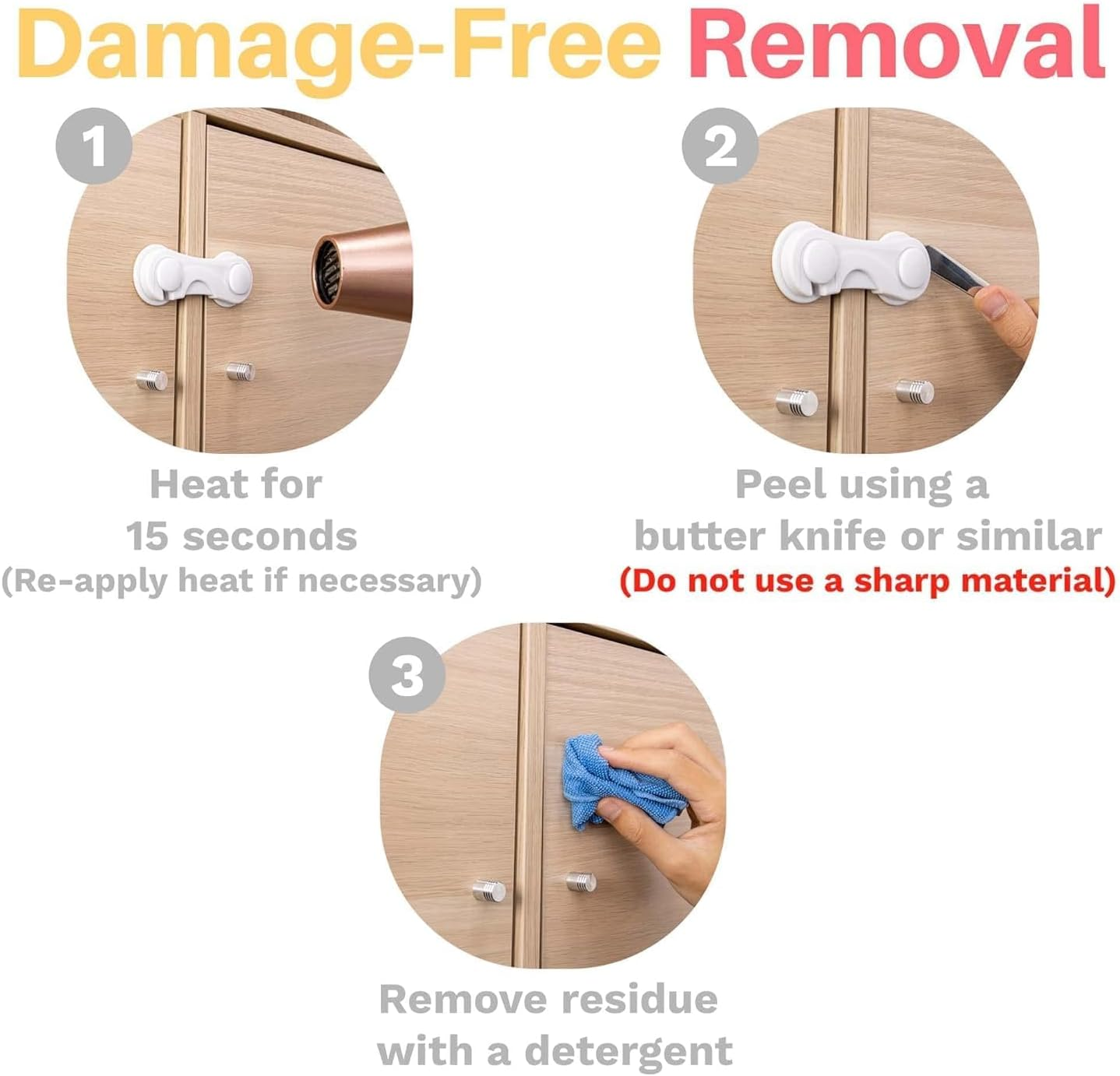 6-Pcs Cabinet Locks for Baby Safety &ndash; Childproof Latches with Adhesive for Drawers, Cupboards, Fridge & Pantry Doors | Easy Install, No Drilling, Baby Proofing for Toddlers & Infants​