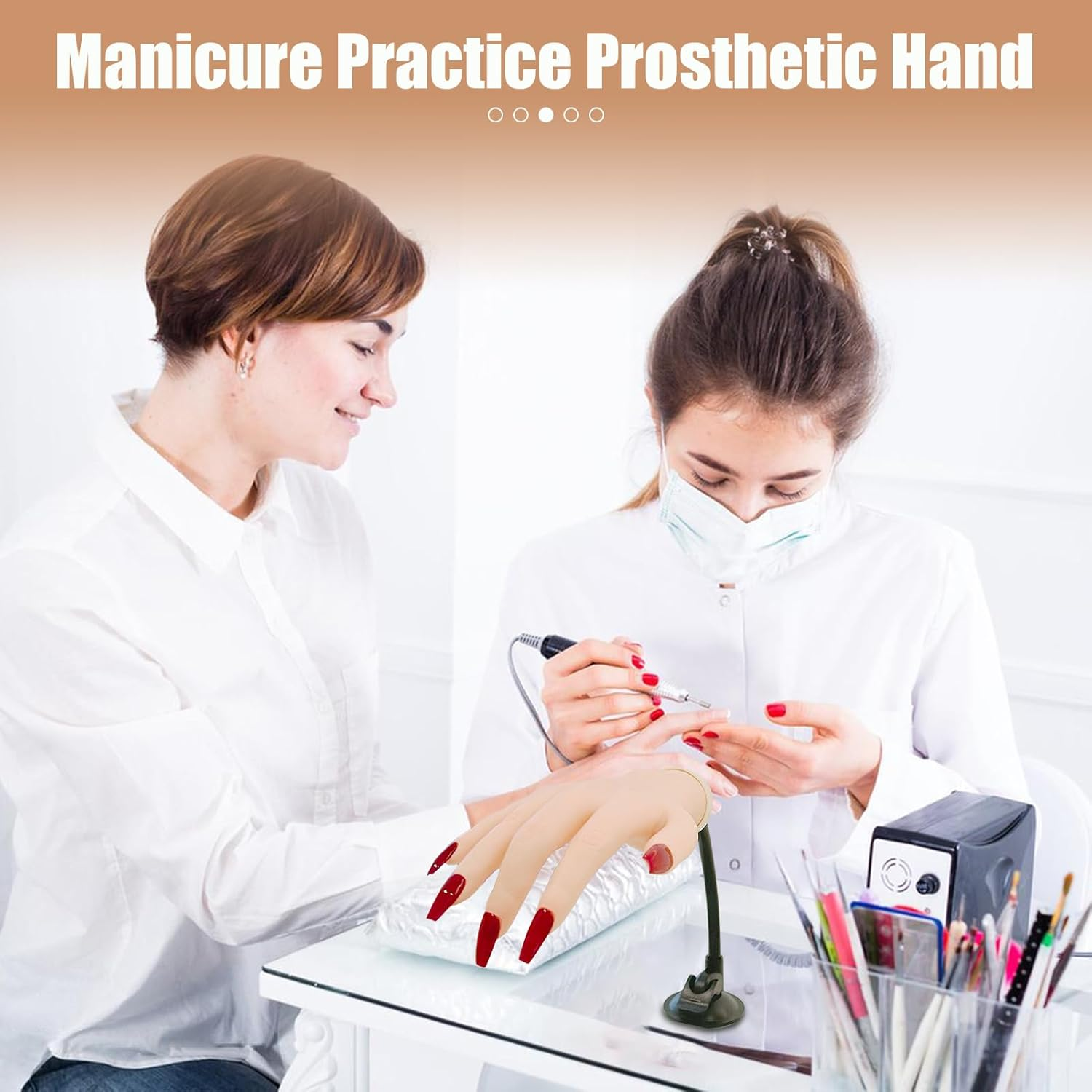 Hand Model for Nails | Manicure Hand Practice | Silicone Soft Fingers Model with Jelly Glue Suction Cup Beginner-Friendly for Student Education Women Salon Demonstration image number 6