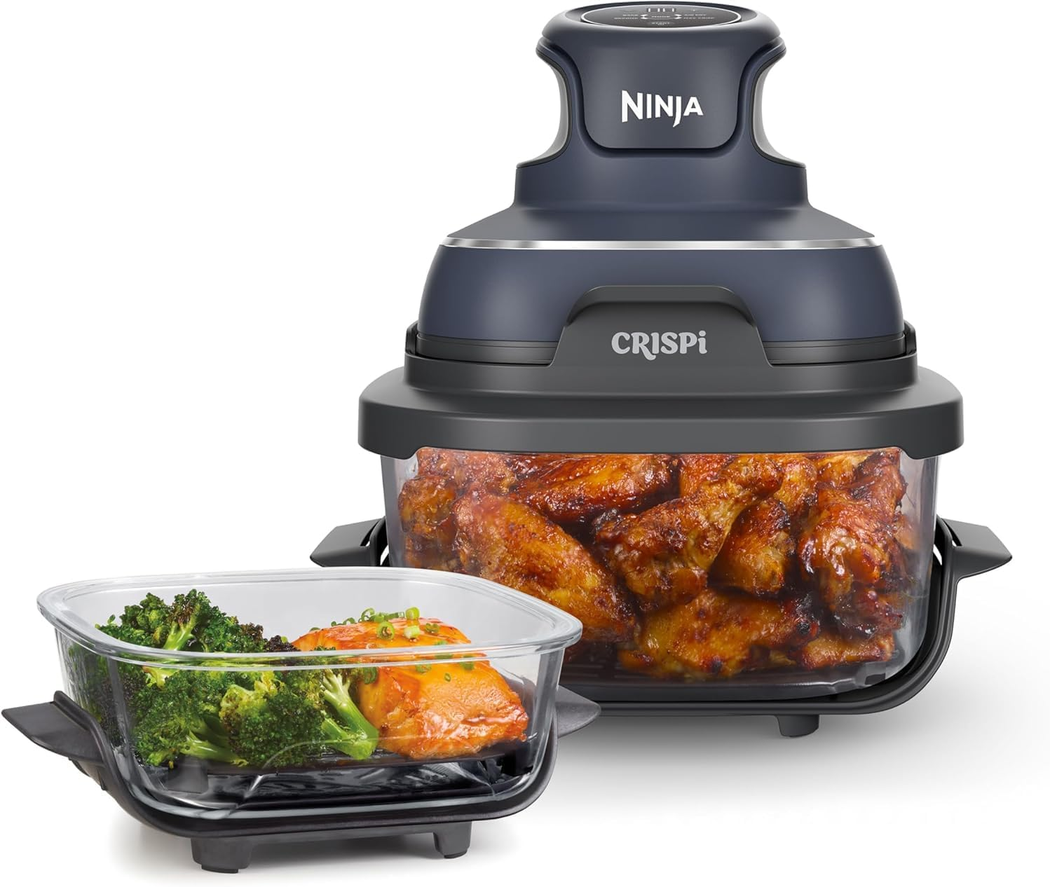 Ninja Crispi&trade; 4-In-1 Portable Glass Air Fryer, Cleancrisp&trade; Glassware, 4-In-1 Functionality, Thermal Shock Resistant, Leak-Proof Lids, Fixed Heat Protection, FN101GYANZ, Cyberspace image number 1