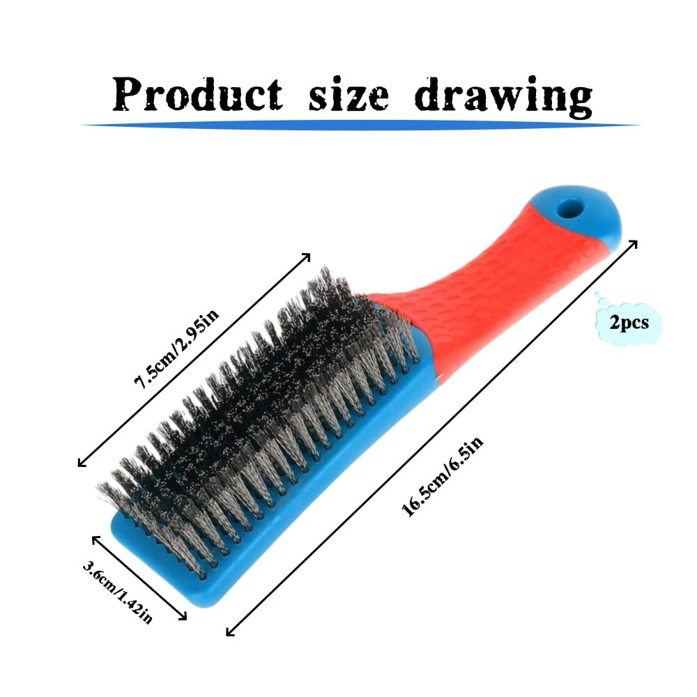 Stainless Steel Wire Metal Cleaning Brush, Used for Removing Rust and Dirt, Paint Scrubbing, 2 Pieces of Hard-Bristled Scraper Brush image number 5
