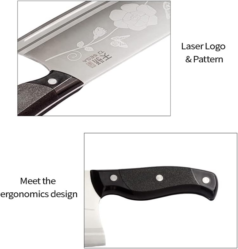 TJ POP Lightweight Meat Cleaver Knife 7.16 Inch, Ultra Sharp Chinese Chef'S Knives, Full-Tang Vegetable Cleaver Chinese Kitchen Knife, Stainless Steel Blade Thickness 2.1 Mm, TJ SEGA Series TC17068 image number 3