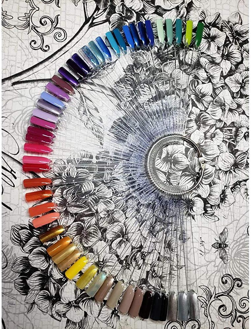 Hedume 12 Set Total 600 Tips Clear Nail Swatches Sticks with Metal Screw Split Ring Holder, Transparent Fan-Shaped Nail Art Tips, Nail Art Supplies for Nail Art Polish Display and Home DIY image number 6