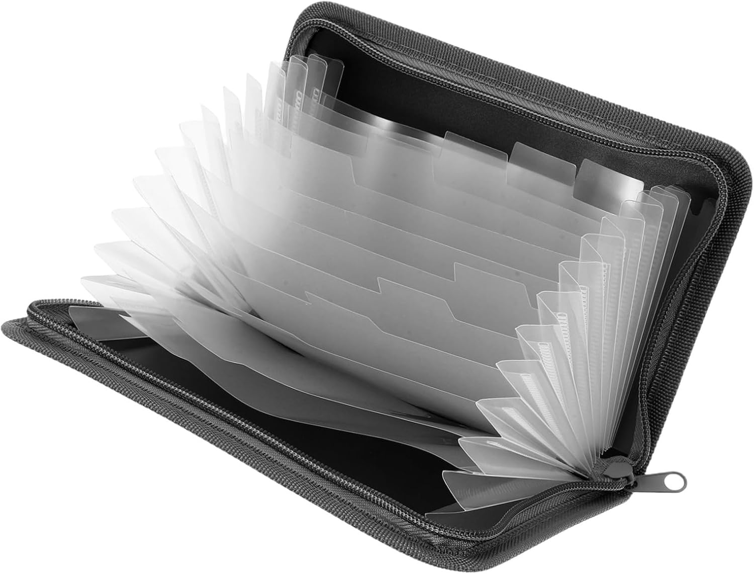 JEWEDECO Mini Accordion File Organizer A6 Zipper Expanding Receipt Holder Portable Travel Document Organizer Small Bills Folder PVC Inner Pages and Grey Edging image number 3