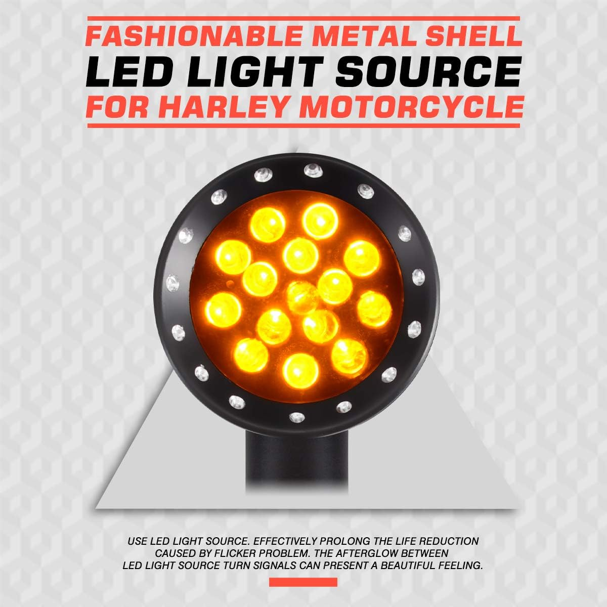 Katur Motorcycle Black Bullet Front Rear Turn Signal Fog Light Indicators Stop Light for Harley Motorcycle Cruiser Chopper Bobber - 2Pcs Amber image number 7