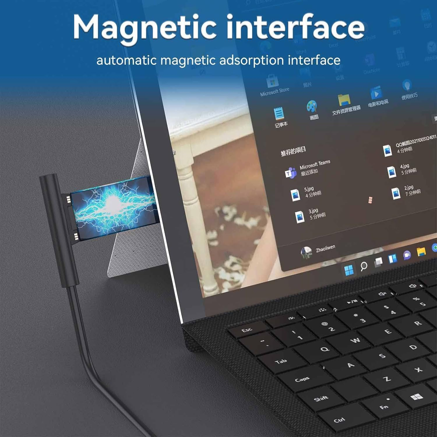 Laptop Charger 65W for Microsoft Surface Pro 3/4/5/6/7/7+/8/9/X Power Supply Adapter, for Windows Surface Laptop 6,5,4,3,2,1,Surface Go Tablet, Surface Book 3,2,1,Support 65W&44W&36W&24W(10 Ft Cord)