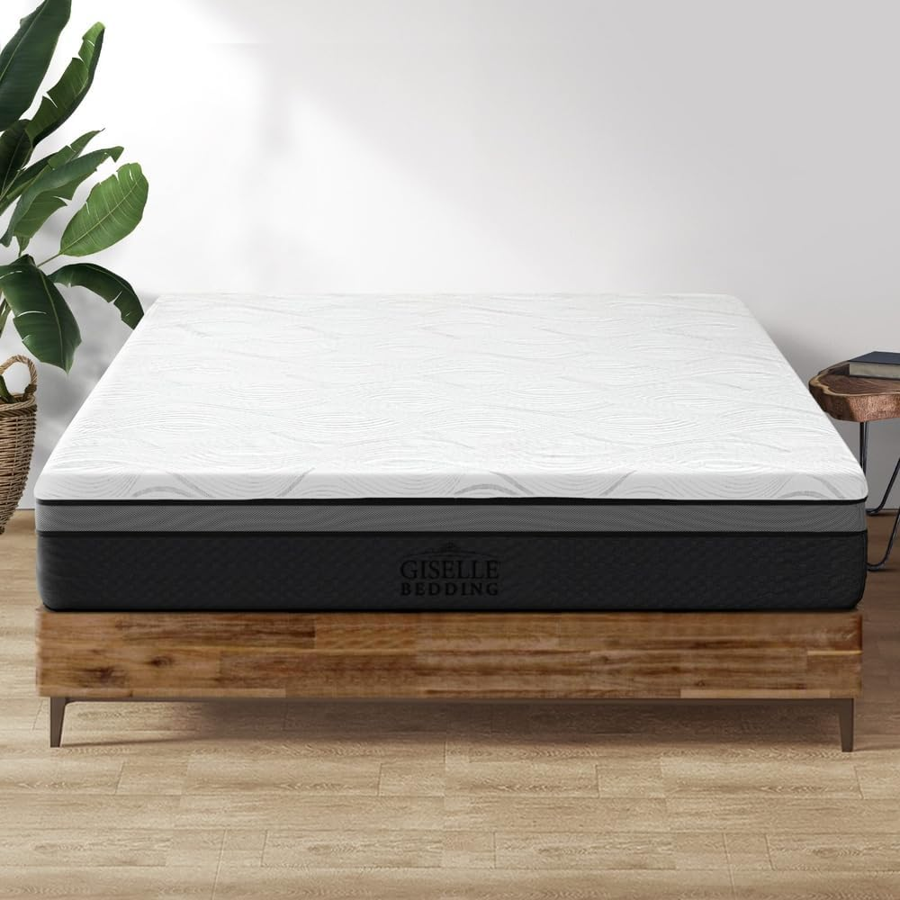 Giselle Bedding 25Cm Thick Double Memory Foam Mattress Topper, Foldable Bed Mattresses Toppers Protector Cool Gel Cover Non Spring Sleeping Mat Home Bedroom, Removable Washable White image number 6