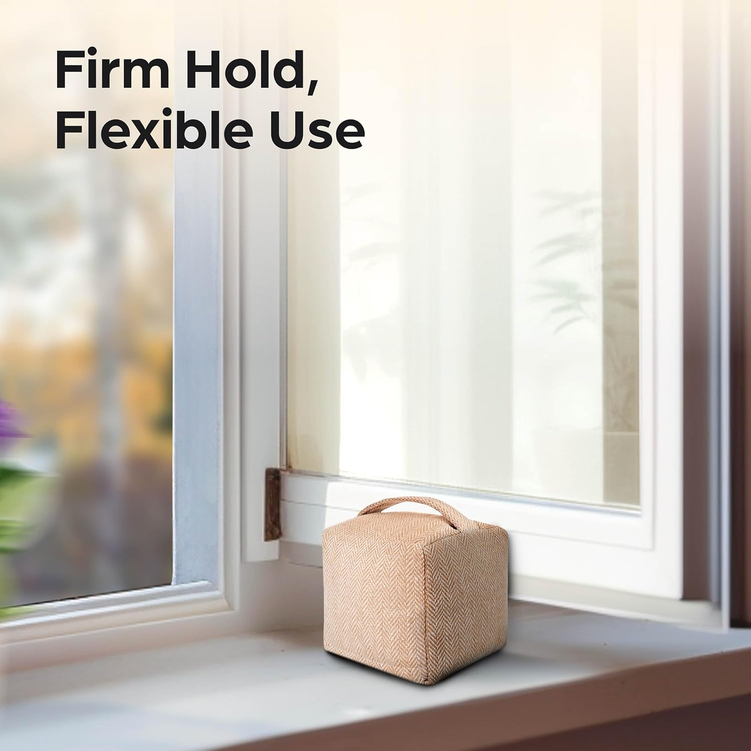 Praknu Door Stop Sack for the Floor - Extra Heavy 1 Kg - with Washable Cover, Carry Handle & Non-Slip Pads - for Home and Office (Beige) image number 2