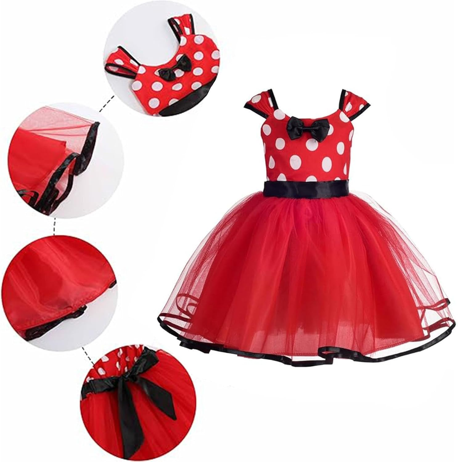 Girls Polka Dots Fancy Dress up Princess Costumes Tulle Dress Birthday Halloween World Book Day Cosplay Party Dresses Up image number 5