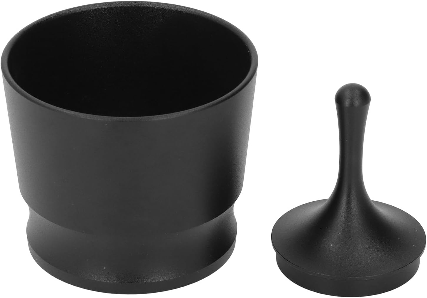 58Mm Coffee Blind Shaker, Press Aluminum Alloy anti Flying Powder Cup, Ergonomic Coffee Dosing Rings, Espresso Powder Receiver Cup for 51Mm 53Mm 58Mm Portafilter (Black)