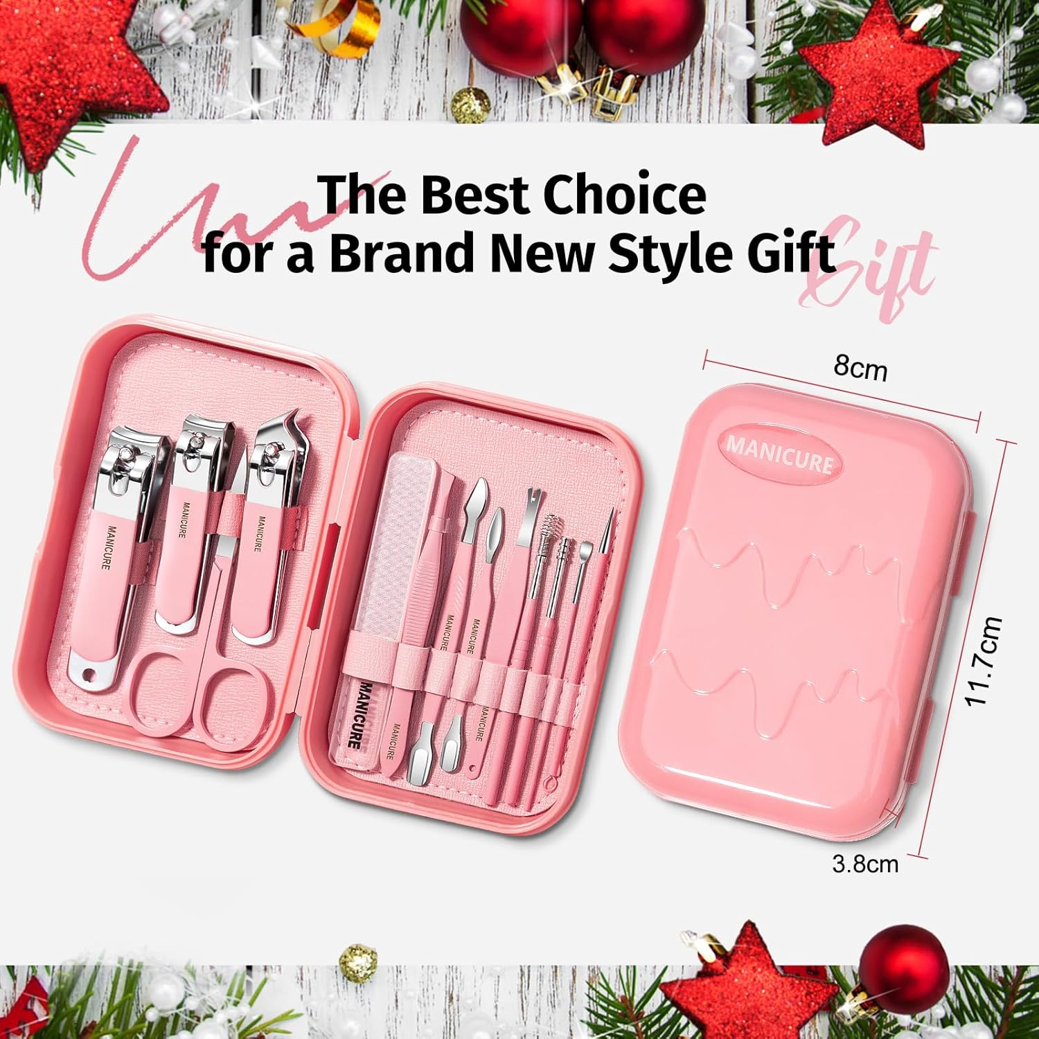 Nail Kit, 13-In-1 Professional Manicure and Pedicure Set with Nail Clippers, Nail Clippers Set Cuticle Trimmer, Facial Care Tools（Pink) image number 5