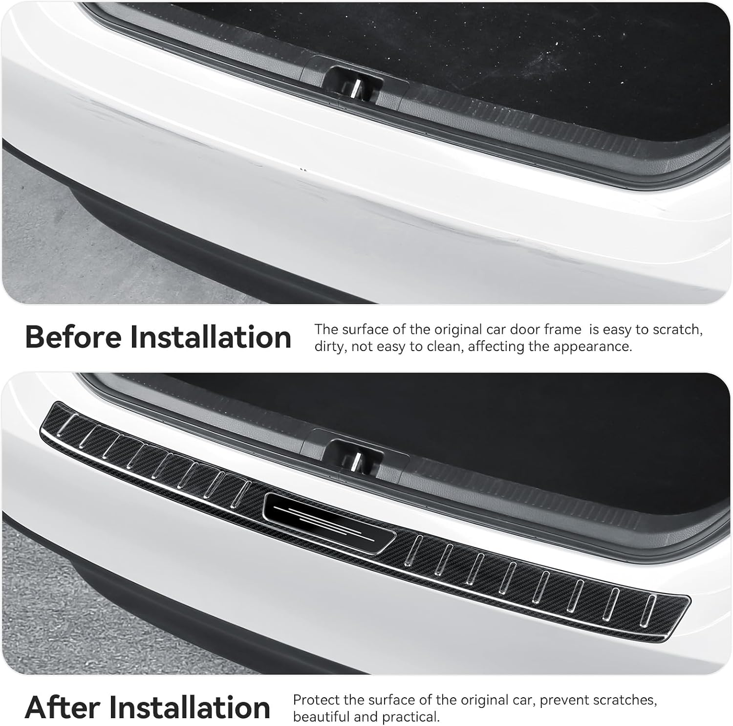 Bercicci Exterior Rear Bumper Protector for Toyota Camry 2018-2024 2025 2026 (Include Hybrid) Accessories Stainless Steel Rear Bumper Guard Trunk Sill Protector (Carbon Fiber) image number 6