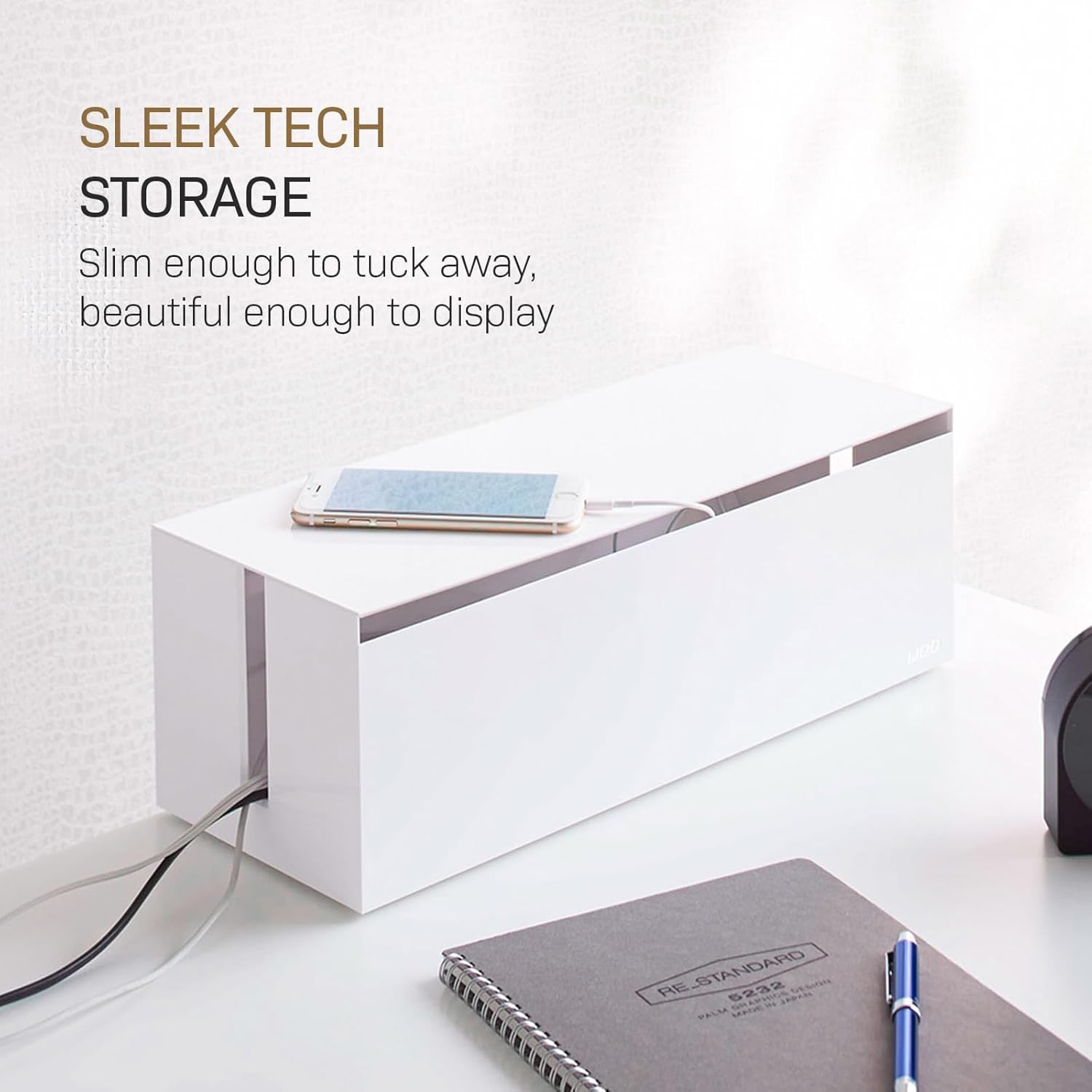 YAMAZAKI Home 2707 Cable Box-Outlet Cord Storage Organizer, Cover Protector, One Size, White image number 1