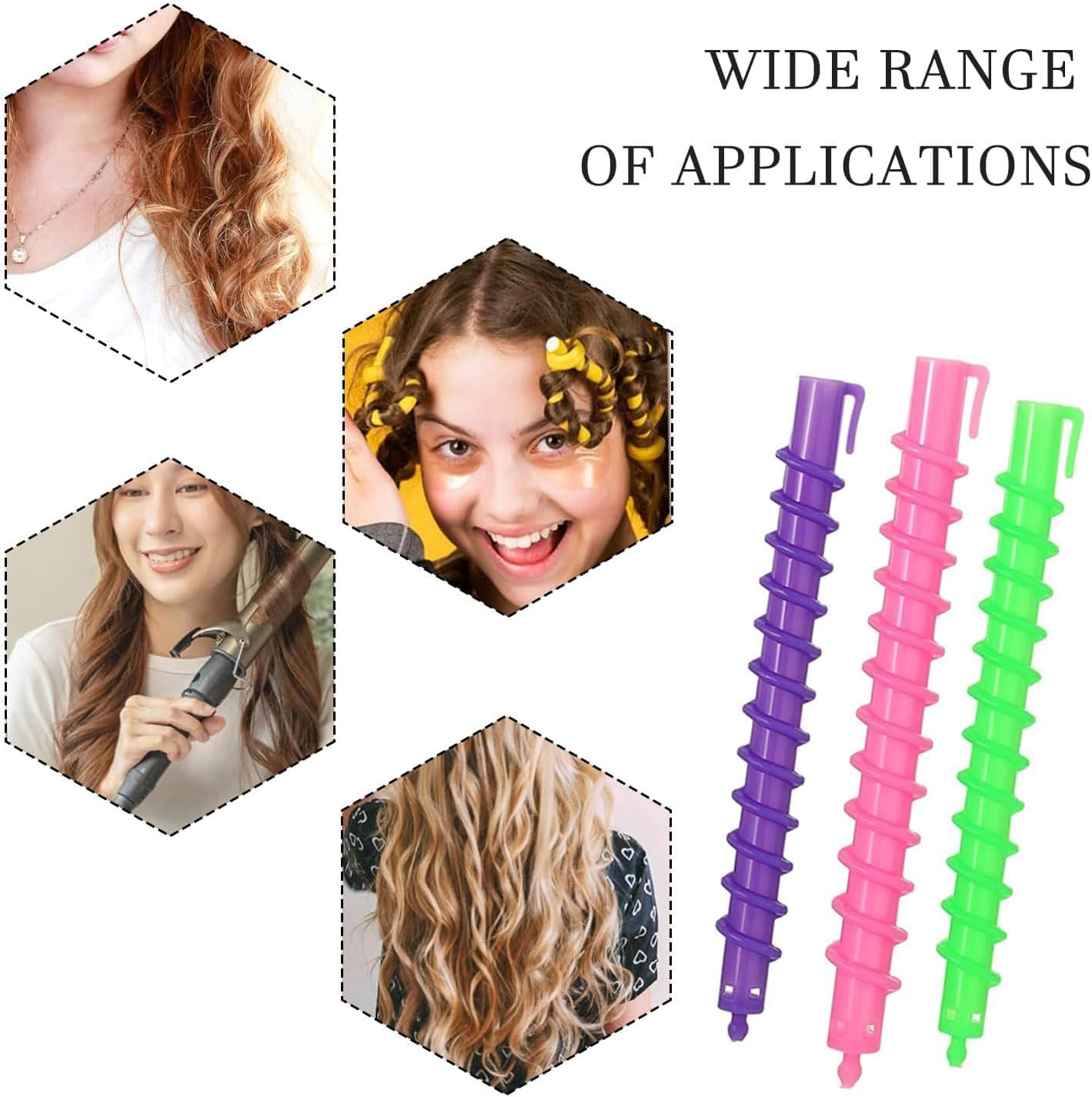 20 Pcs Hair Curling Rods, Plastic Spiral Heatless Salon Hair Rollers for Women image number 2