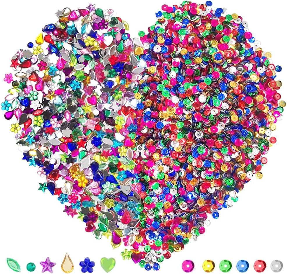 Dakuan 20000 Pcs 6MM Bulk Loose Sequins and 600 Pieces Craft Gems Jewels Acrylic Flatback Rhinestones Gemstone for DIY Crafts Jewelry Making, 6-13Mm image number 2