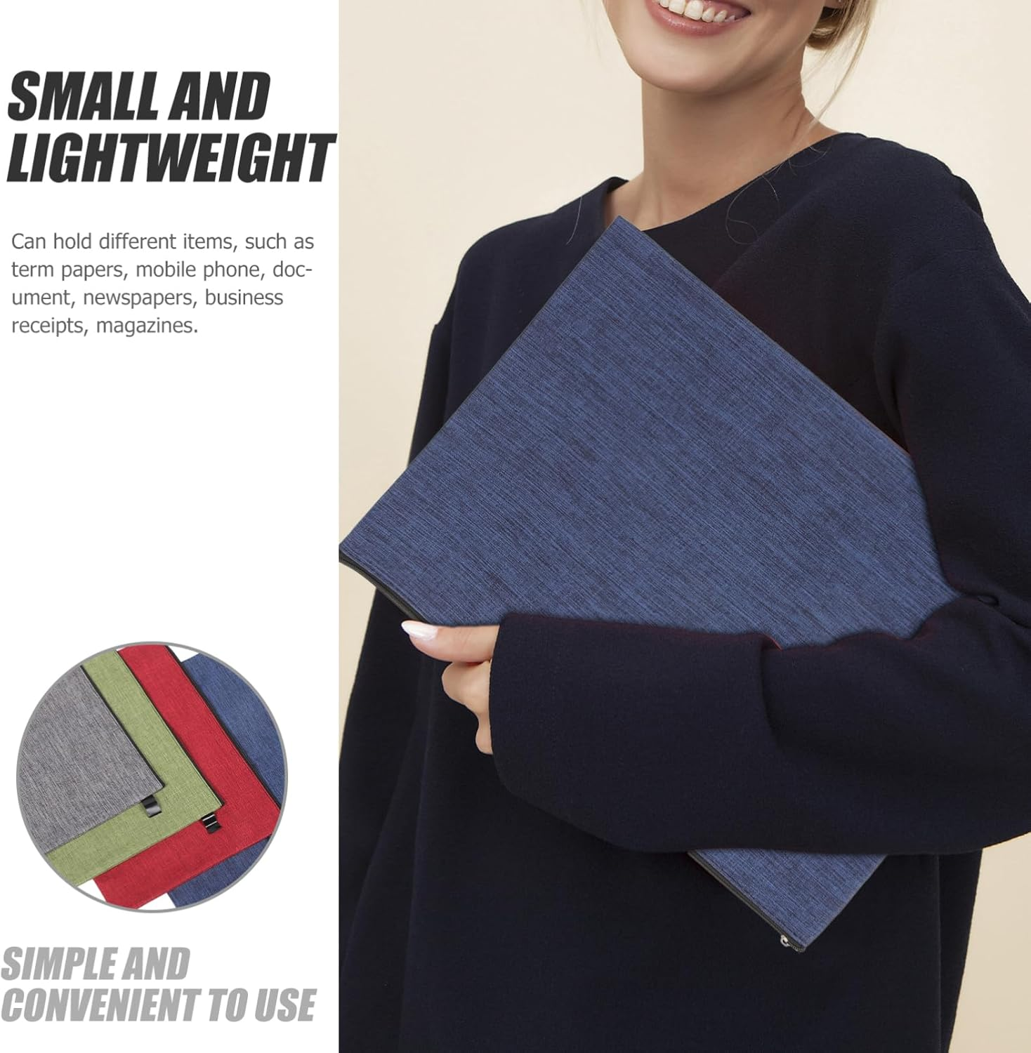 SHOWERORO 8Pcs B4 File Pockets Zipper Stationery Organizer Oxford Cloth Document Bag Portable File Bag for School Office image number 5